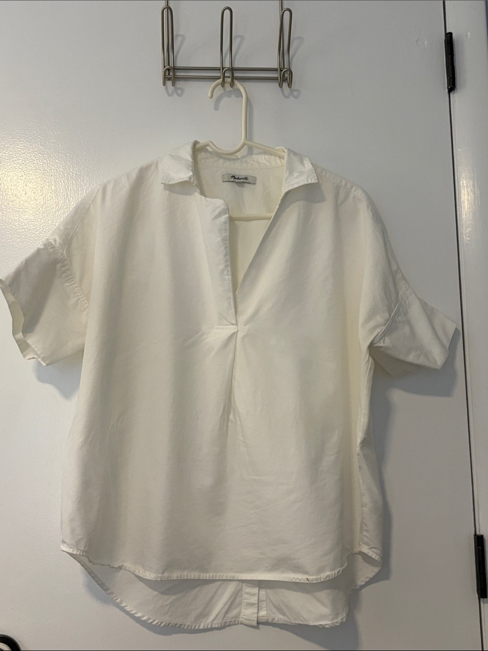 Madewell Cream Short Sleeve Popover Blouse
